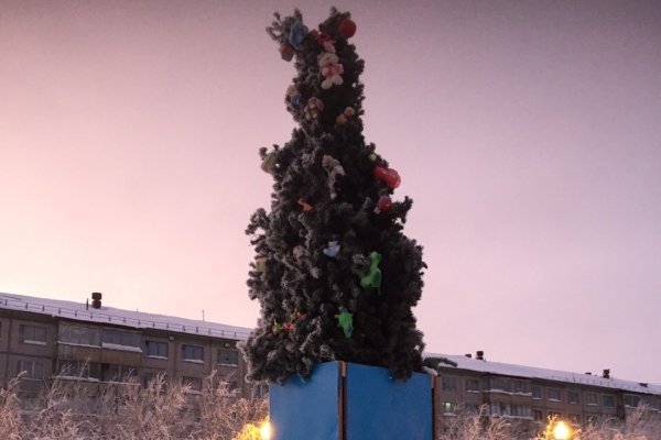 Странная новогодняя елка в поселке Заполярный Воркуты 
