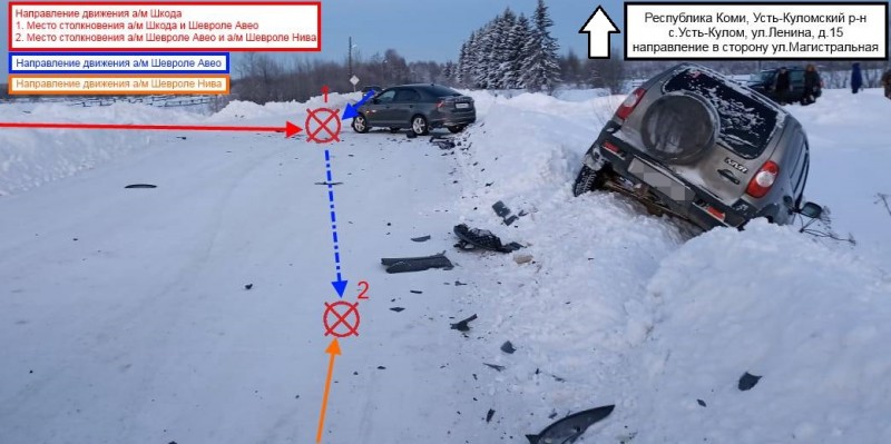 В Усть-Куломском районе водитель Skoda Rapid спровоцировал двойное ДТП