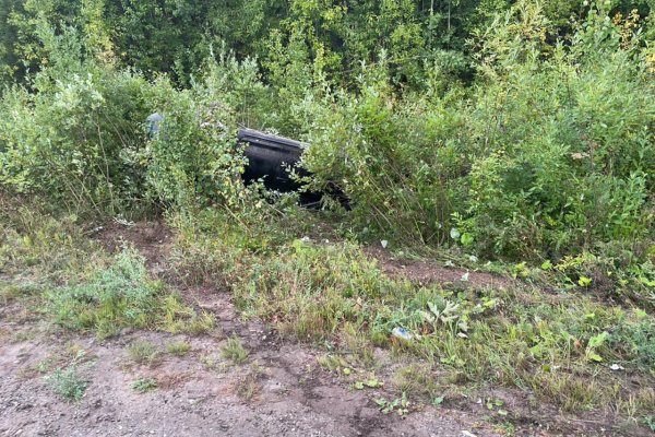 В Усть-Вымском районе начинающий водитель Volkswagen Jetta опрокинулся в кювет