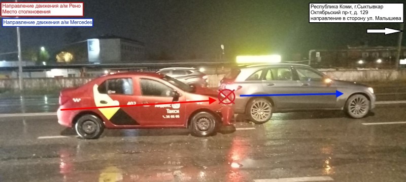 В Сыктывкаре таксист на Renault Logan врезался в Mercedes