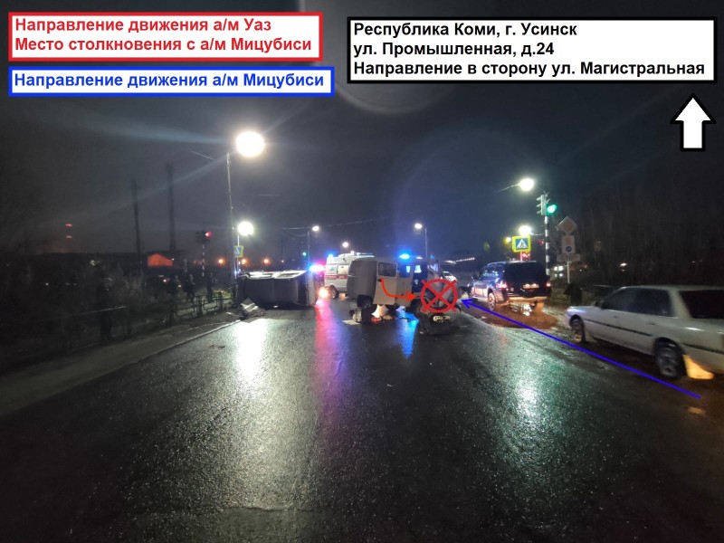 В Усинске "буханка" попала в аварию на перекрестке