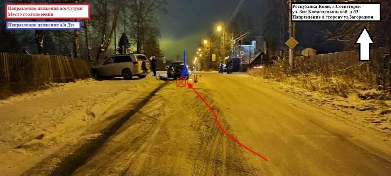 В Сосногорске злостный нарушитель ПДД на автомобиле Suzuki столкнулся с Daewoo Nexia