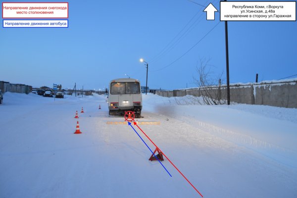 В Воркуте водитель снегохода Stels получил травмы после столкновения с маршрутным автобусом