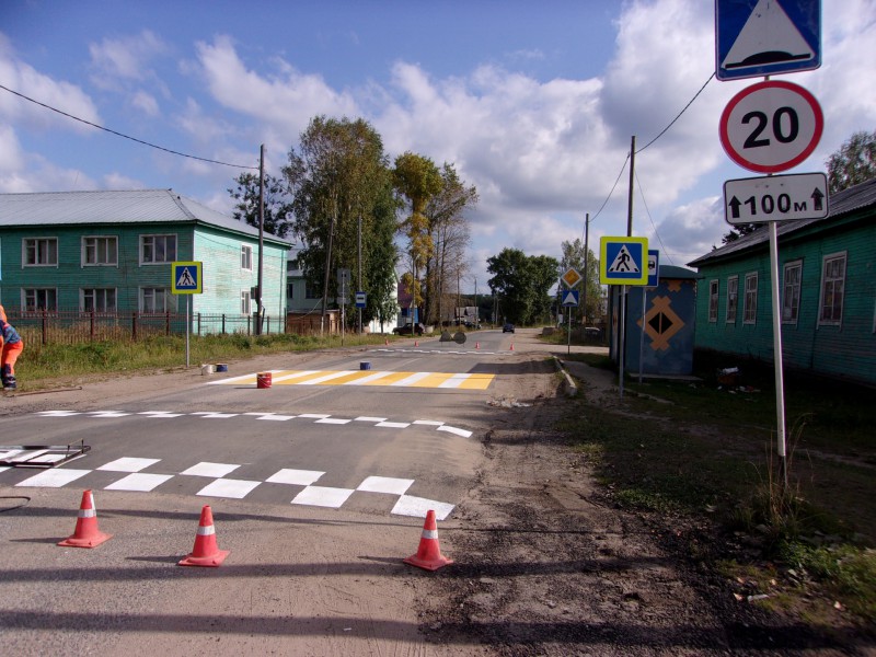В Койгородском и Прилузском районах обустроено шесть пешеходных переходов

