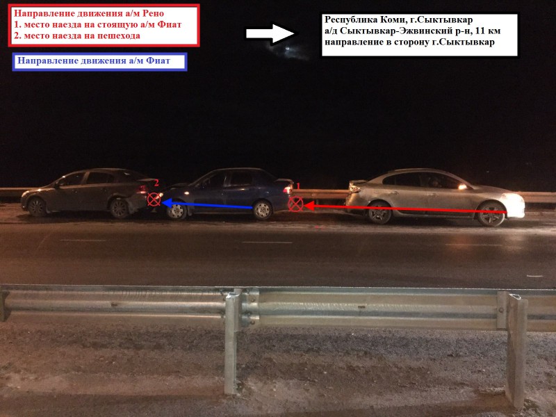 В Сыктывкаре неизвестный водитель сбил пенсионера, который вышел из своей машины осмотреть повреждения после ДТП