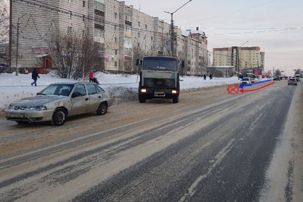 В Сыктывкаре после столкновения с МАЗом пострадала водитель Daewoo