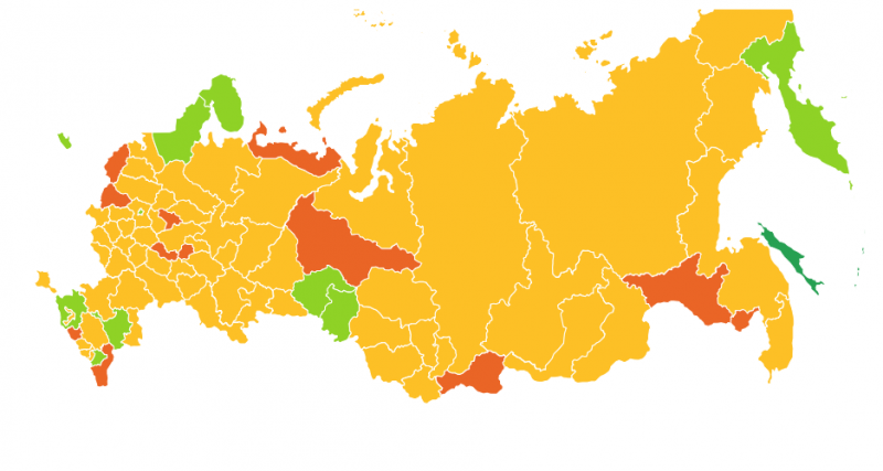 Опубликована карта выхода регионов из режима самоизоляции