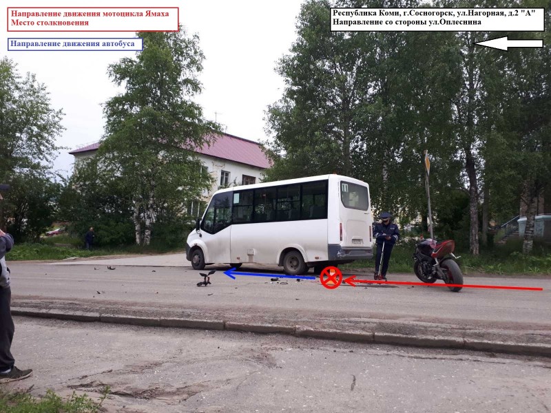 В Сосногорске пьяный гонщик на мотоцикле врезался в маршрутный автобус
