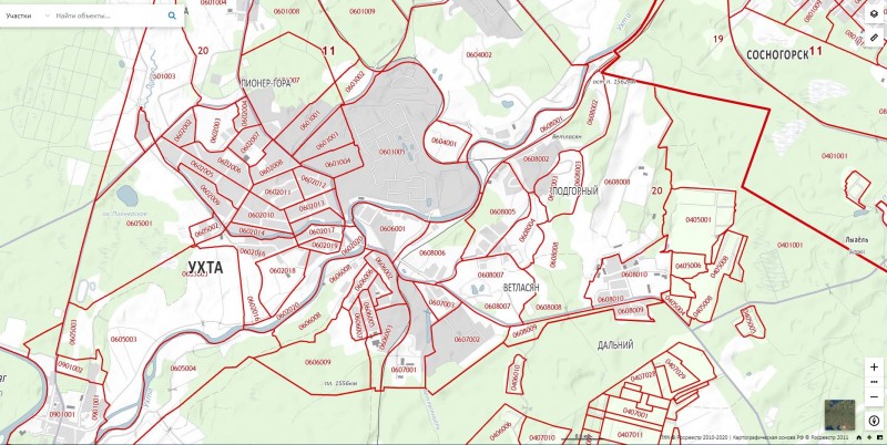 Кадастровая карта поселка известковый