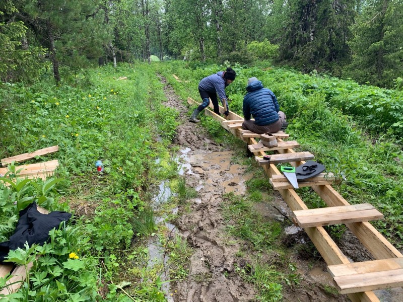 В Печоро-Илычском заповеднике волонтеры строят мостки к плато Маньпупунер

