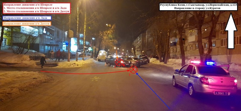 В Сыктывкаре неосторожный водитель спровоцировал тройное ДТП