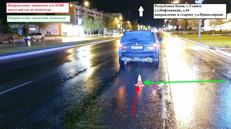 В Усинске под колеса BMW попал пенсионер, переходивший дорогу вне зебры