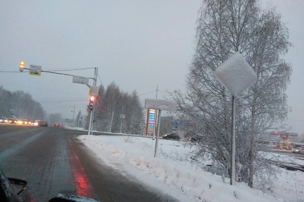 Этот май озорник: в Сыктывкаре все дорожные знаки залепило снегом