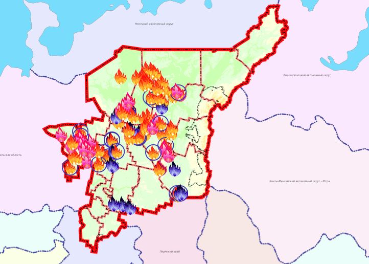 Карта пожаров коми
