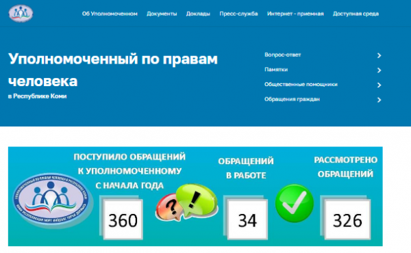 Сайт уполномоченного по правам человека в Коми переведен на платформу Госвеб