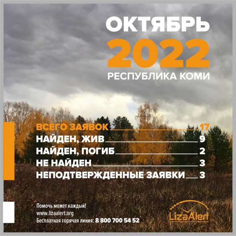 В Коми за помощью к поисковикам "Лиза Алерт" в октябре обращались 17 раз
