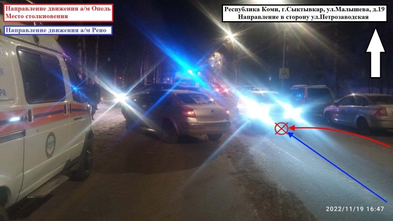 В Сыктывкаре водитель Opel Mokka спровоцировал ДТП и получил травмы