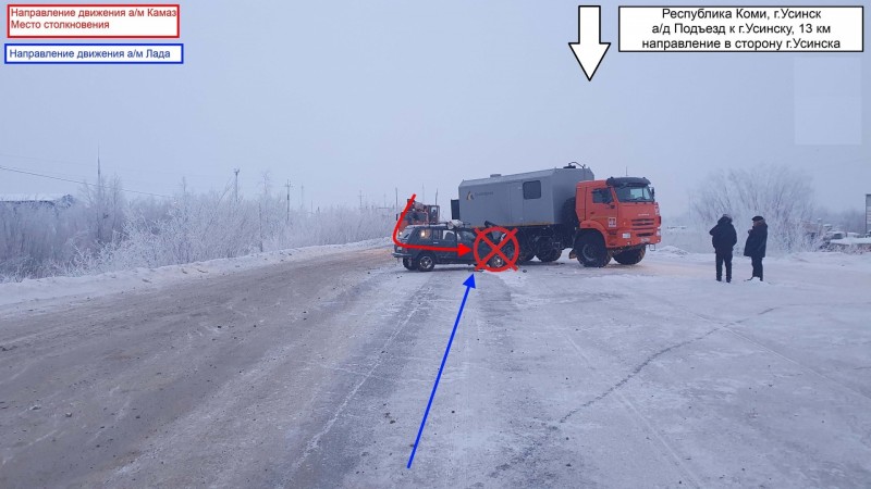 В Усинске водитель КамАЗ не уступил дорогу "Ниве"