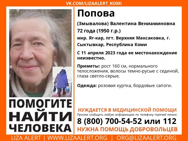 Нужны волонтеры: "Лиза Алерт" в Сыктывкаре организовал выезд на поиски пропавшей пенсионерки 