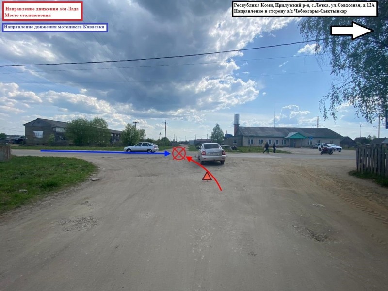 В Прилузском районе водитель Lada столкнулся с мотоциклистом 