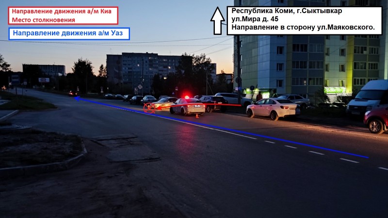 В Сыктывкаре неопытный водитель Kia не пропустил УАЗ "Патриот"