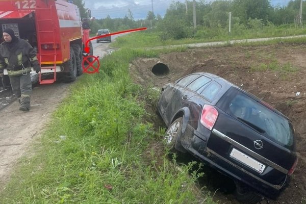 В Усть-Вымском районе водитель за рулем Opel съехал в кювет