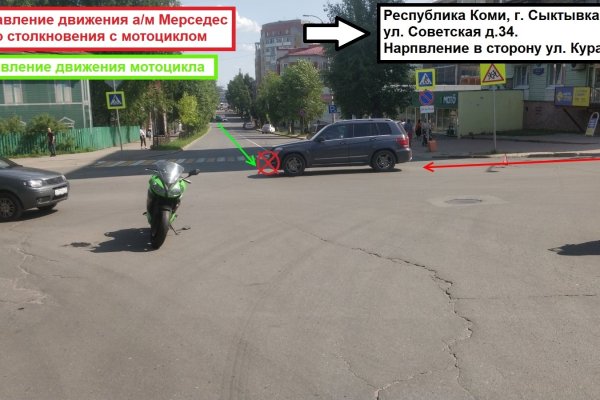 В Сыктывкаре водитель Mercedes не поделил перекресток с байкером