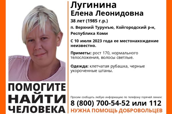 В Койгородском районе пропала 38-летняя женщина в клетчатой рубашке 