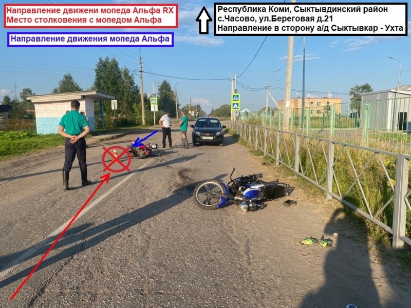 В Сыктывдинском районе в лобовом столкновении мопедов пострадали 36-летний и 11-летний водители
