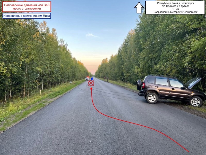 В Сосногорске 73-летний водитель "Жигули" вылетел на встречную полосу и врезался в Chevrolet Niva