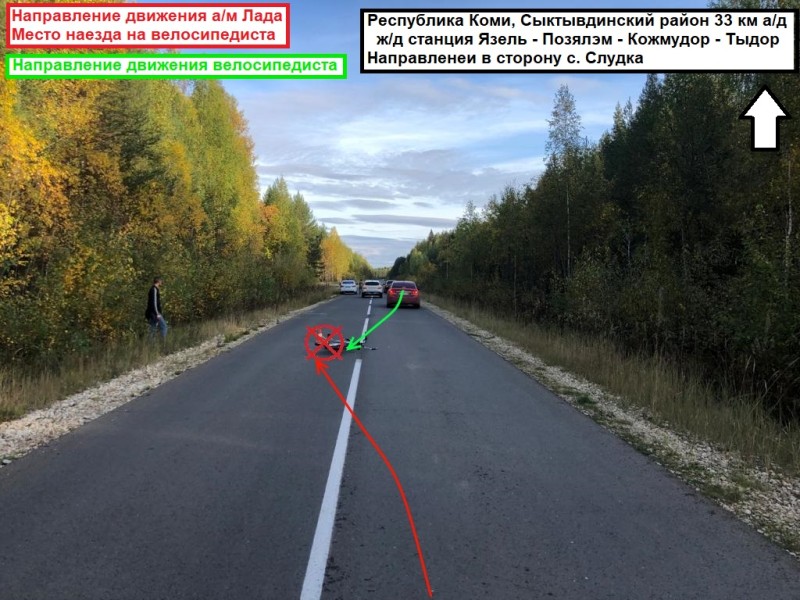 В Сыктывдинском районе водитель "Лады" сбил ехавшего навстречу велосипедиста