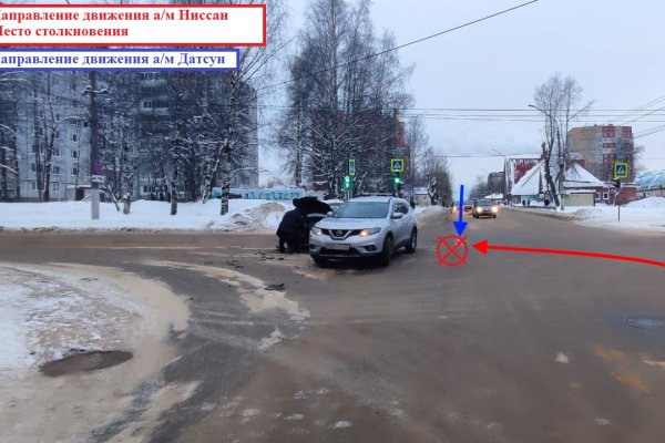 В Сыктывкаре водители Nissan и Datsun не смогли разъехаться на перекрестке