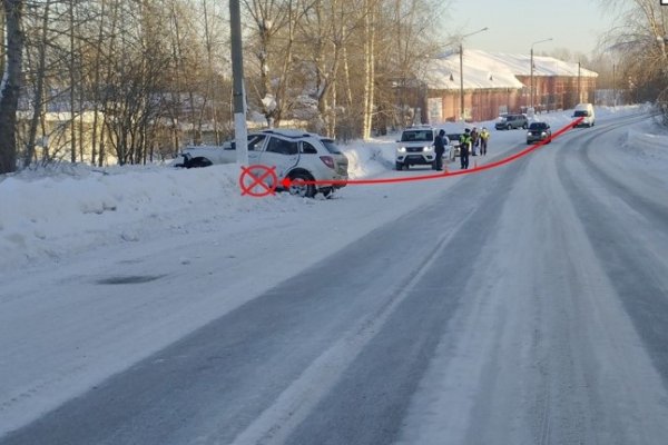 В Сосногорске автоледи не справилась с управлением и врезалась в столб