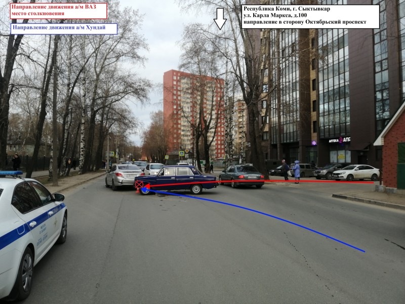 В Сыктывкаре злостный нарушитель ПДД на "шестерке" не пропустил Hyundai Solaris