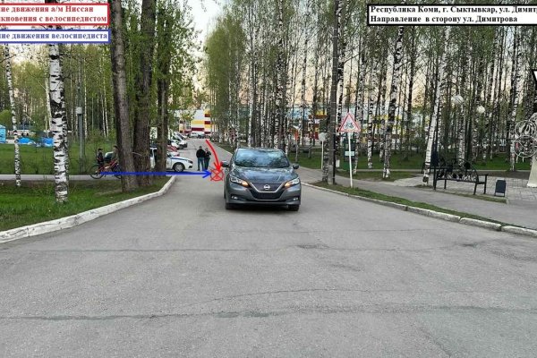 В Димитровском парке Сыктывкара под колеса Nissan попал 10-летний велосипедист