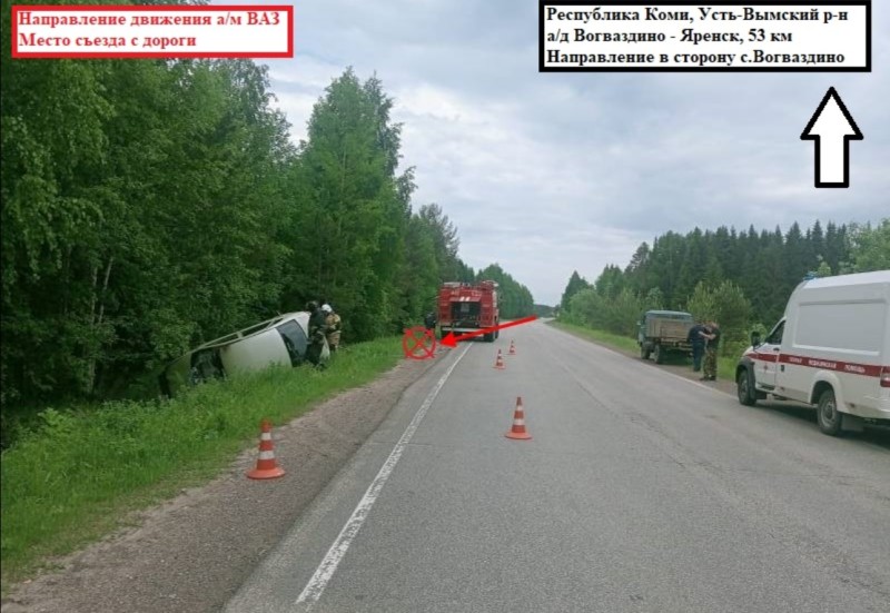 В Усть-Вымском районе нетрезвый водитель "Лады" опрокинулся в кювет