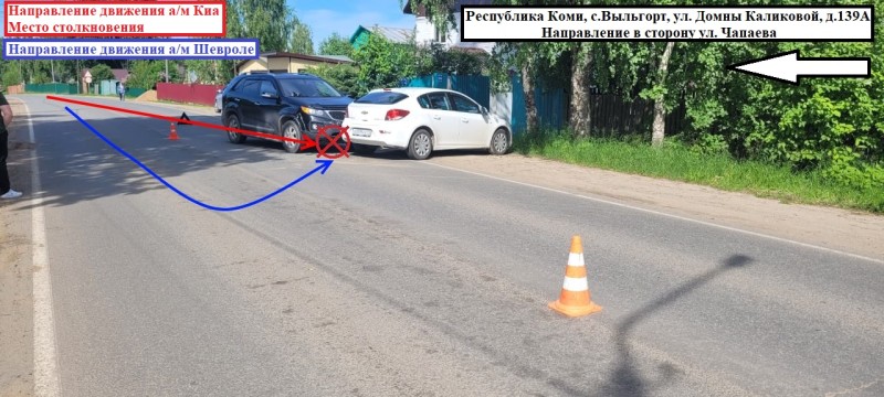 В Выльгорте после столкновения с Kia пострадала водитель Chevrolet