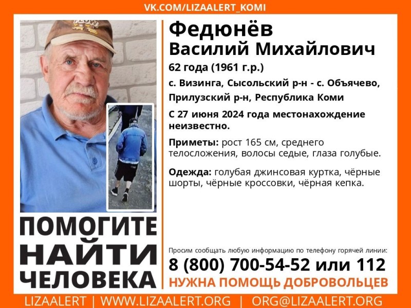 В Сысольском и Прилузском районах волонтеры разыскивают 62-летнего мужчину 