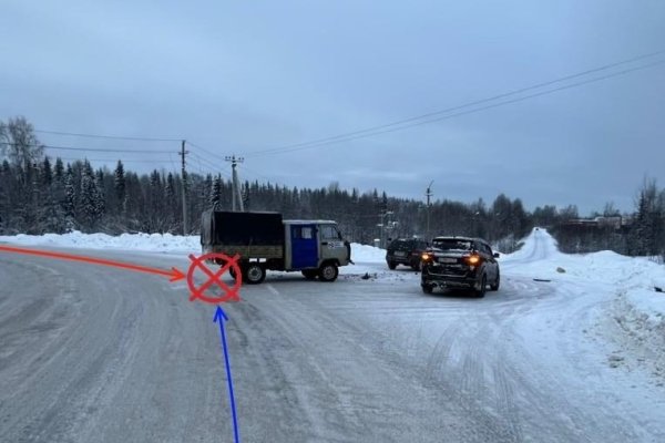 В Сосногорске водитель Hyundai выехал на встречную полосу и спровоцировал ДТП