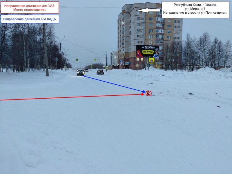 В Усинске после столкновения с “буханкой” госпитализирована 23-летняя водитель Lada Priora