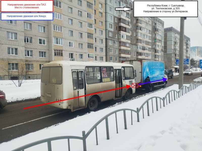 В Сыктывкаре после столкновения с грузовиком 10-летняя пассажирка маршрутного автобуса получила травмы