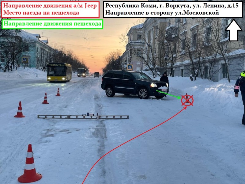 В Воркуте шедшая навстречу внедорожнику женщина получила травмы и попала в больницу