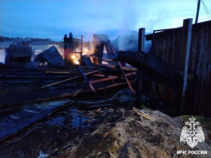 В Усть-Вымском районе ликвидировали пожар на площади 200 кв.м