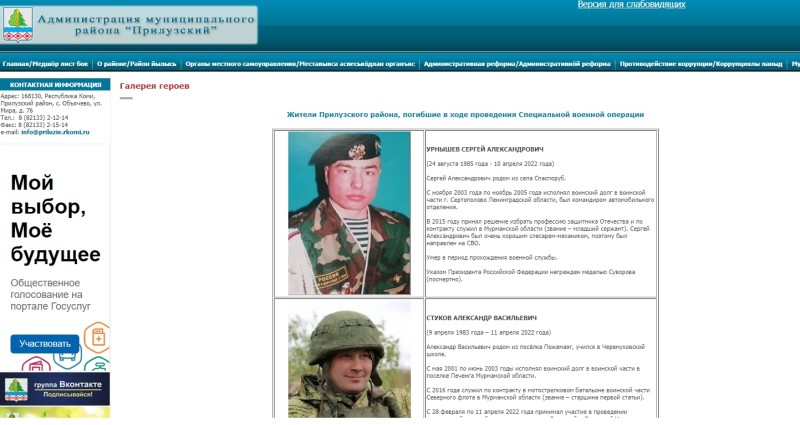 На сайте администрации Прилузья открылась Галерея героев
