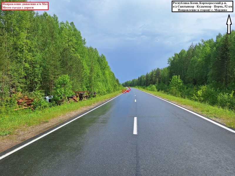 В Корткеросском районе водитель большегруза пострадал после съезда машины в кювет  