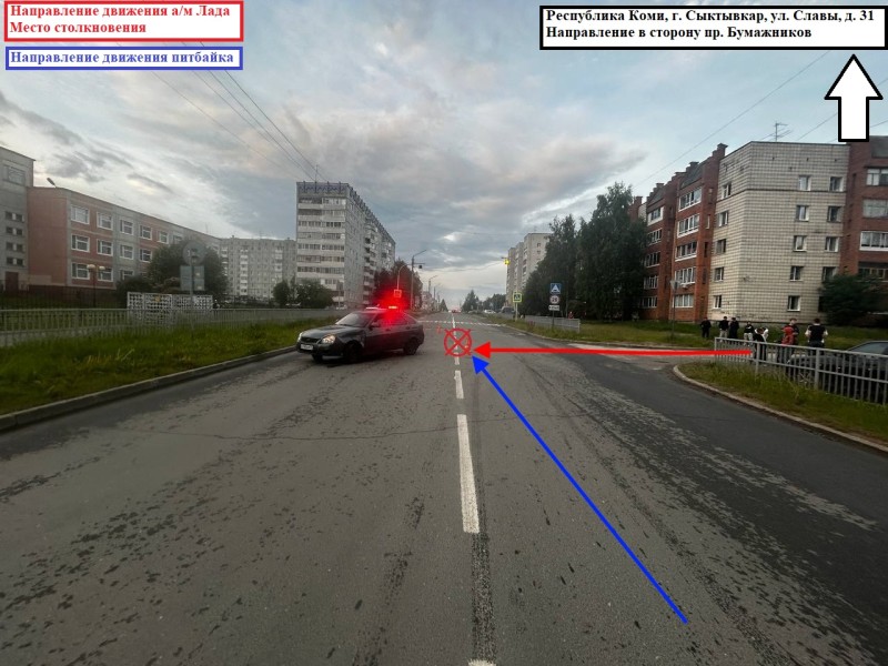 В Сыктывкаре начинающий водитель "Приоры" сбил подростка на питбайке 