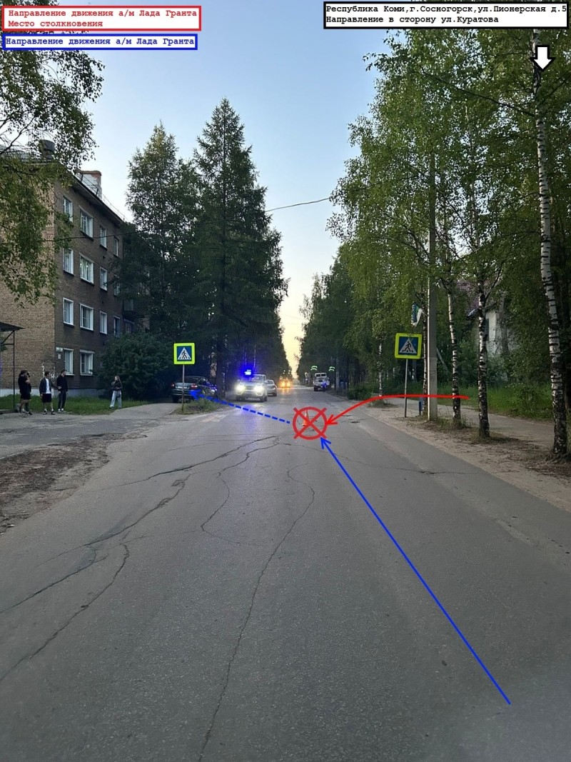 В Сосногорске столкнулись две "Лады Гранты"