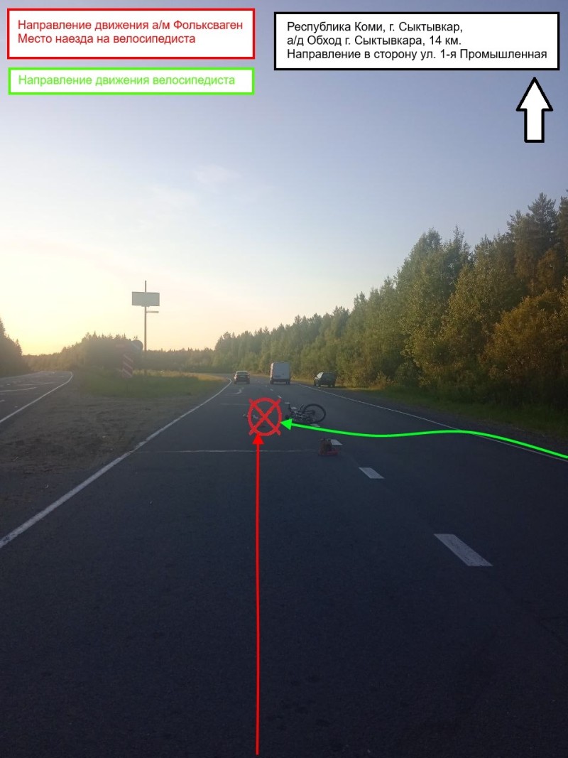 В Сыктывкаре пожилой велосипедист оказался в больнице после наезда иномарки


