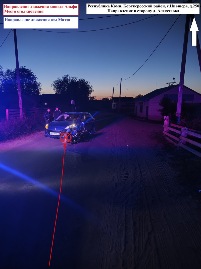 В Корткеросском районе 16-летний водитель мопеда выехал "на встречку" и спровоцировал ДТП