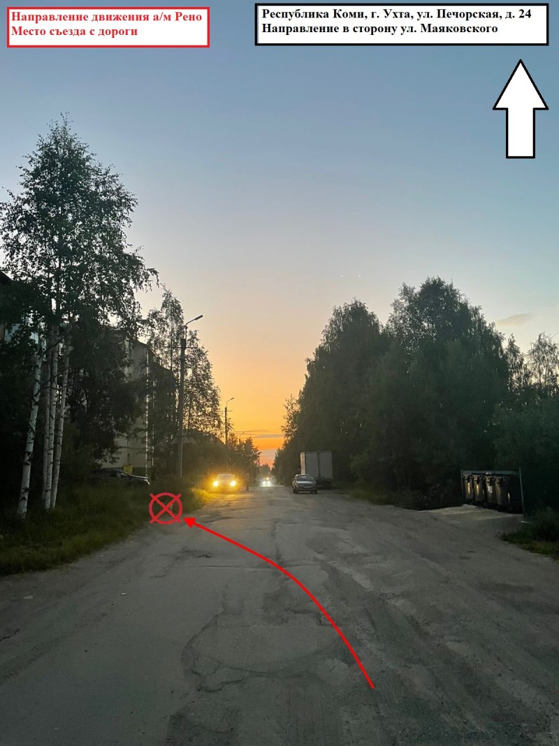 В Ухте Renault наехал на опору ЛЭП и опрокинулся